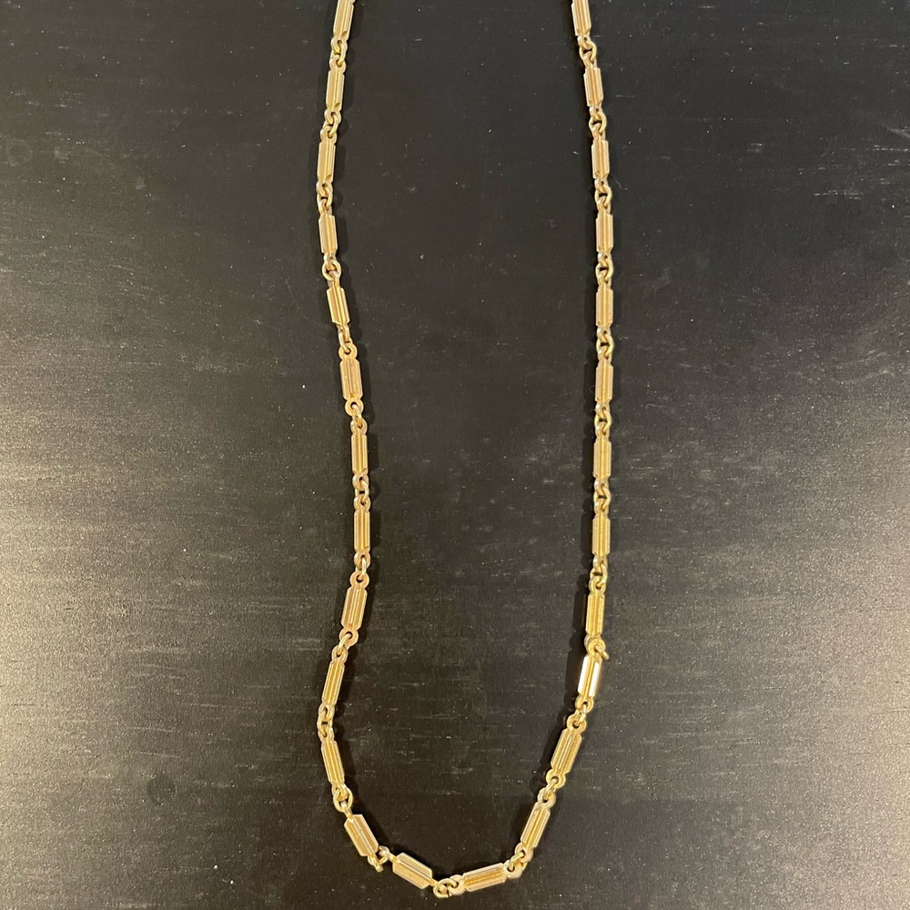 VINTAGE GOLD Plated 23” BARREL LINK CHAIN Necklace